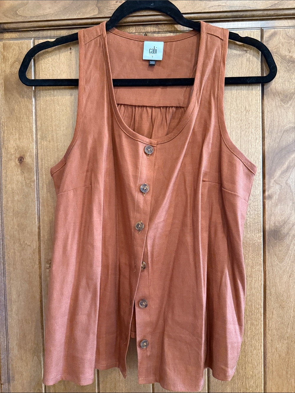 CAbi Cruise Top Rust Button-Front Scoop Neck Tank
